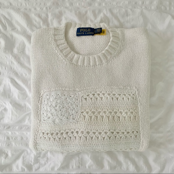 New Ralph Lauren American Flag White Sweater - Picture 12 of 12
